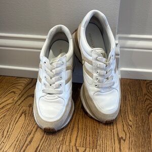 Veronica Beard White & Beige Slip on Sneakers